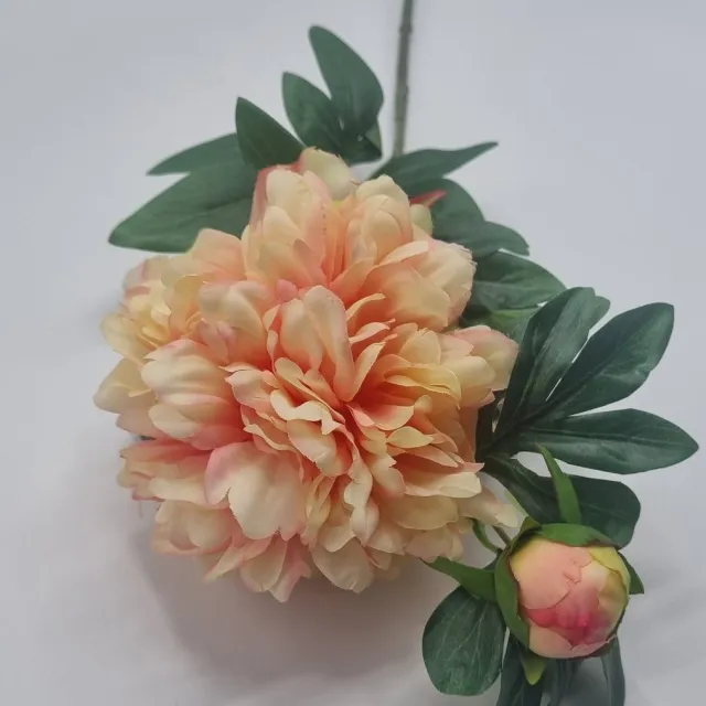 Bomm Pioenroos - GK227/02 - 68cm - Roze - 1 bloem - 1 knop - Grafdecoratie - Zijdenbloemen - Kunstbloemen