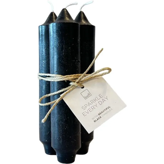 Leeff Dikke kaars 'Chiel' (Set van 3, Zwart, 17 branduren)