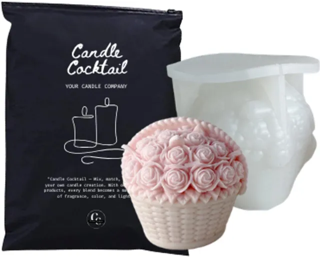 Candle Cocktail Bloemen Mandje Siliconen Mal #292 | 10 x 10 cm | Candle Cocktail® | 3D Gietmal | Kaarsenmal | Kaarsen Maken | Chocolade Mal | Zeepmal | Resin & Epoxy | Gips & Jesmonite | Flexibel | Herbruikbaar | Makkelijk Lossen | Inclusief Dustbag | DIY