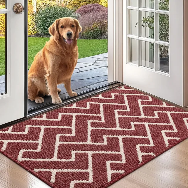 My Ninki ® Ultra-absorberende en slijtvaste deurmat voor binnen en buiten met antislip en wasbaar ontwerp rood