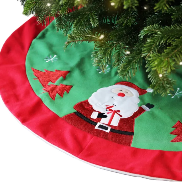 Unique Living Kerstboomrok - kerstman - rood/groen - D90 cm - polyester - kerstboomkleed