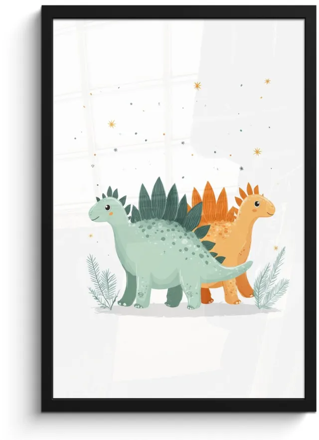 FrameYourWall Poster in lijst - Fotolijst 40x60 cm - Posters - Planten - Sterren - Dinosaurussen - Oranje - Posterlijst zwart - Decoratie - Wanddecoratie woonkamer - Muurdecoratie slaapkamer