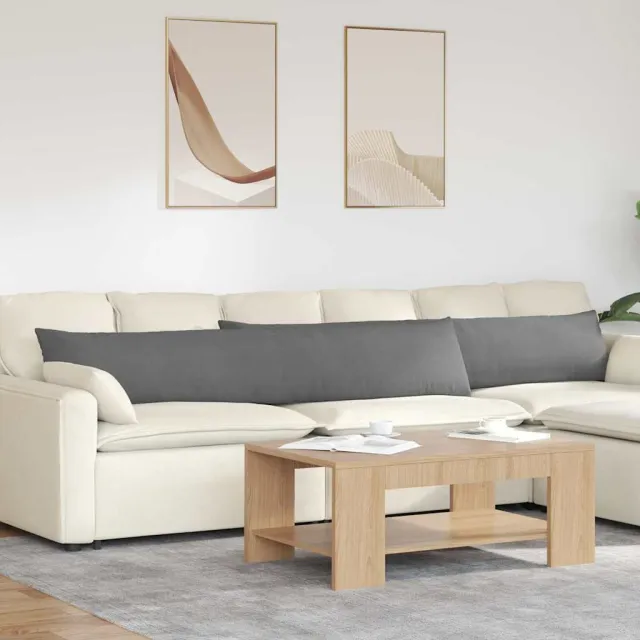 vidaXL Sofa Kussens 2 st Microvezel Stof Donkergrijs 200 x 40 cm