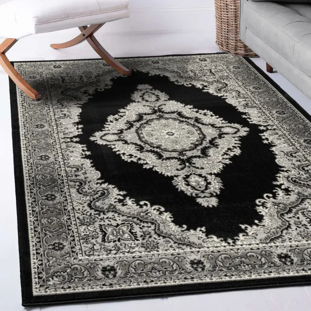 flycarpets Klassiek Zwart / Grijs Vloerkleed Skazar - Oosters motief - Perzisch Tapijt - 280x380 cm