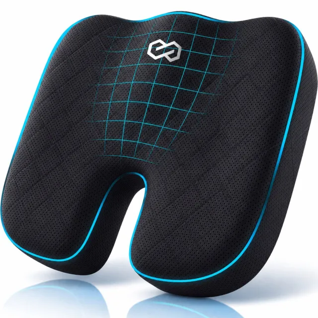 Infinity Goods Zitkussen Ergonomisch & Orthopedisch - Stuitkussen - Traagschuim - Wigkussen - Ringkussen - Stuitje Zwart