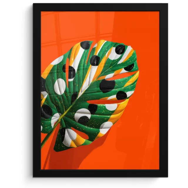 FrameYourWall Poster in lijst - Fotolijst 30x40 cm - Posters - 3-2 - Posterlijst zwart - Decoratie - Wanddecoratie woonkamer - Muurdecoratie slaapkamer Blad - Stippen