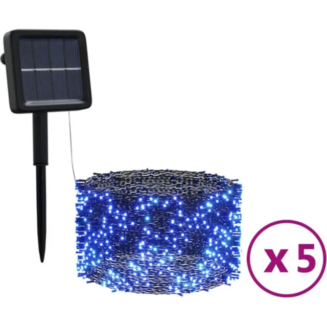 vidaXL 5 - st - Lichtslinger - met - 200 - LED's - solar - binnen/buiten - blauw