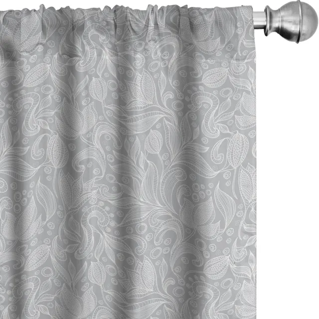 ABAKUHAUS Vintage Bloemen Gordijnen – 2x75x175 cm – Microvezel, Halfdonker, Stangentasche Staub