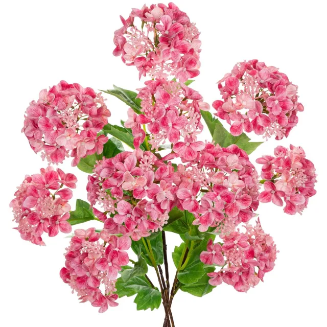 Unyqoos Set van 5 decoratieve kunsthortensia's voor elegante woon- en feestdecoratie Fuchsia