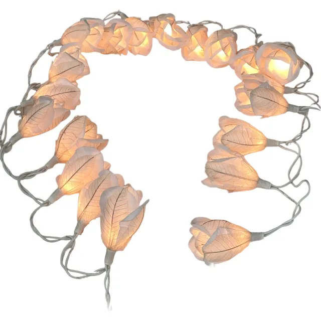 Olino Lichtslinger witte rozen van eco-papier, led licht