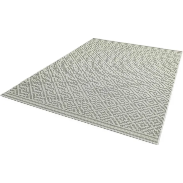 easy living Patio-11-Diamond-Grey Vloerkleed - 200x290 - Rechthoek - Buiten,Laagpolig Tapijt - Landelijk - Grijs, Wit