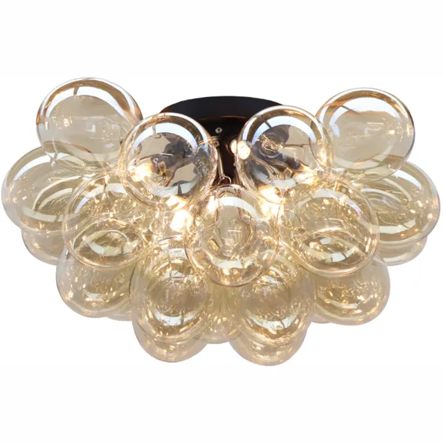 Olucia CYRIL - Plafondlamp - Amber / Zwart - Vorm: Ovaal