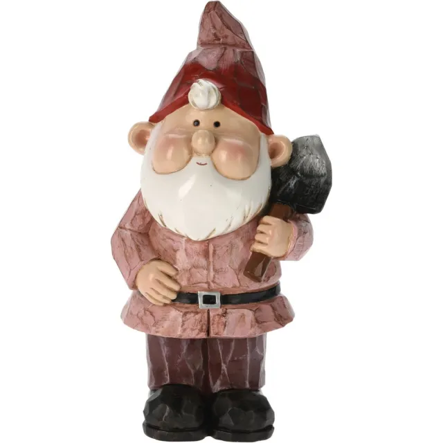 Pro Garden Tuinkabouter beeld Bobby Red - Polystone - met gereedschap - 31 cm Multi