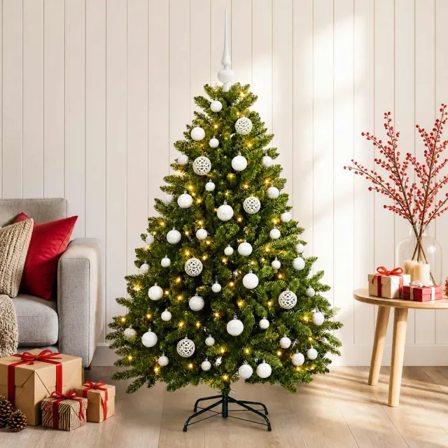 vidaXL Kunstkerstboom lichtgroen met kerstballen 120 cm 150 LED's