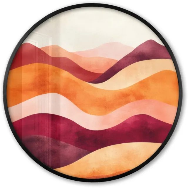 FrameYourWall Poster in lijst Rond - Fotolijst 80x80 cm - Posters - Abstract - Landschap - Golven - Ronde posterlijst zwart - Decoratie - Wanddecoratie woonkamer - Muurdecoratie slaapkamer