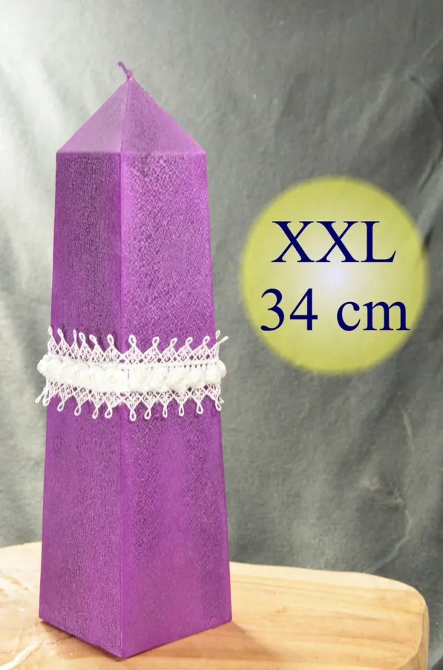 MilaNNE Obelisk Kaars PAARS POLYICO, hoogte 34 cm - Gemaakt door Candles by Milanne - BEKIJK VIDEO