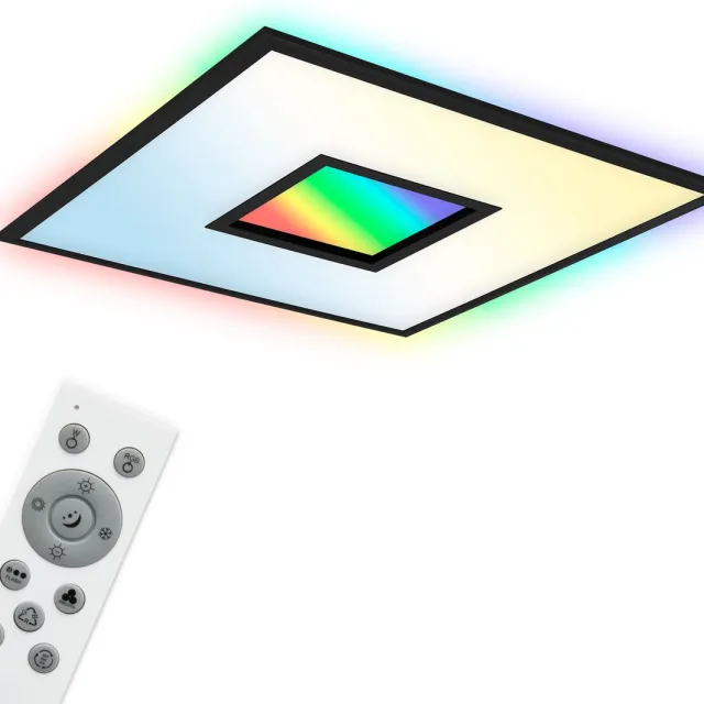 B.K.Licht CCT LED plafondlamp met RGB - dimbaar - zwart - met afstandsbediening - 24W - 2.200Lm - 3000-6500K