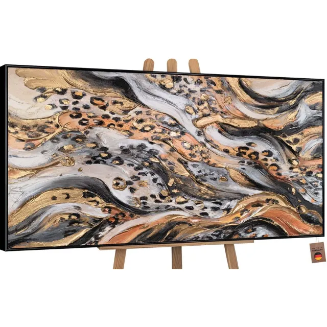 YS Canvas schilderij handgeschilderd wild energy abstract – YS-Art Gallery – Luxe wanddecoratie voor woonkamer – Modern schilderij voor slaapkamer en hal Black