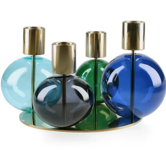 Holmegaard Bubble kandelaar vier houders D17cm blauw / groen / smoke