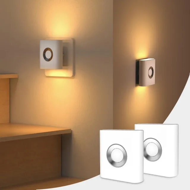 KZQ Nachtlampje met bewegingssensor - Stekkerbaar LED-nachtlampje met lichtsensor en dimfunctie, warm wit licht - Geschikt voor slaapkamers, gangen, badkamers en trappenhuizen - Set van 2 Wit.