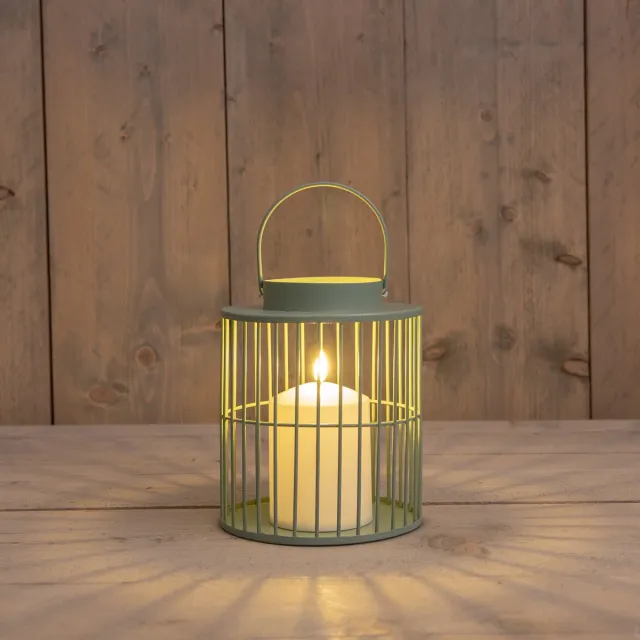 Anna's Collection Anna Collection Windlicht/kaarsenhouder buiten lantaarn - groen - 15 x 18 cm - metaal - Incl. LED kaars - tuinlampen