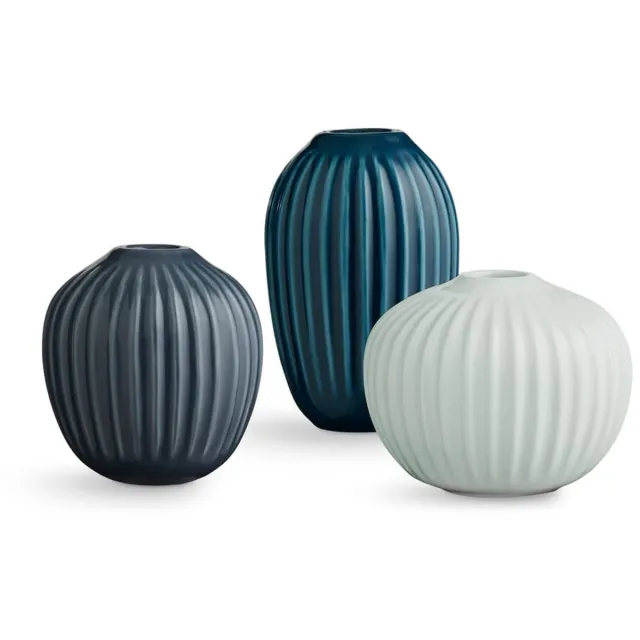 Unyqoos Set van decoratieve vaasjes met verschillende hoogtes en diameters, 95mm, Groen, Porselein
