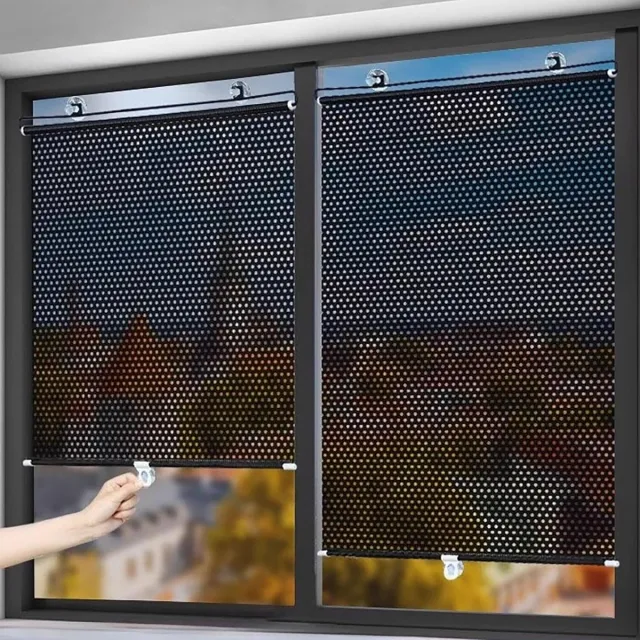 Cyslmuk Set van 2 rolgordijnen van 40 x 60 cm met zuignappen voor zonwering, verduisterende rolgordijnen zonder boren, draagbare raamgordijnen met zuignappen, thermische gordijnen voor keuken, kantoor, woonkamer, auto | Cyslmuk®