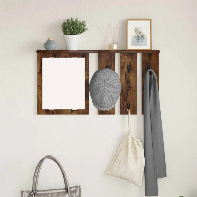 vidaXL Wandgemonteerde kapstok Gerookt eiken 85 x 10 x 45 cm Bruin
