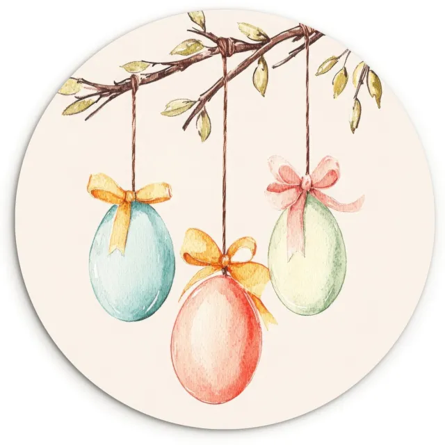 WallCircle Wandcirkel 90x90 cm - Muurcirkel Paastak - Strikje - Eieren - Muurdecoratie woonkamer - Wanddecoratie slaapkamer - Kamer decoratie accessoires - Ronde schilderijen