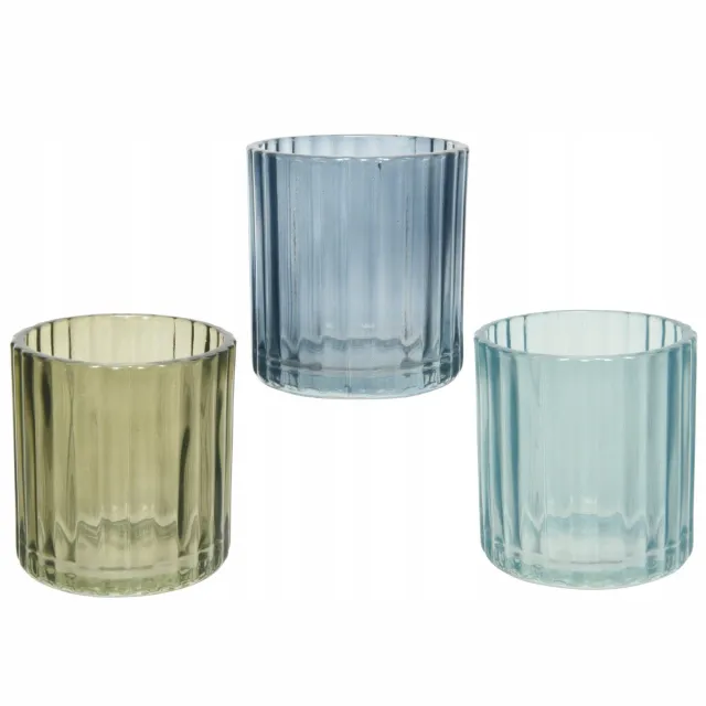 Kaemingk Glazen Kandelaar - 7,3x8 cm - Transparent - Modern - Drie Kleuren Transparant