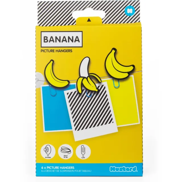 Mustard Fun Decoratie Fotoclips Banana Set van 6 Stuks - Kunststof - Geel