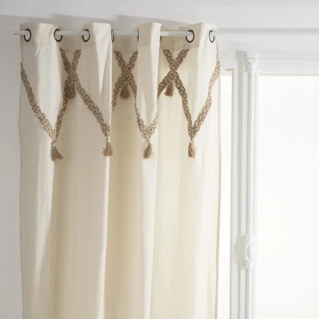 Atmosphera Créateur d'intérieur® Gordijn van katoen en jute CARMEN Blanc