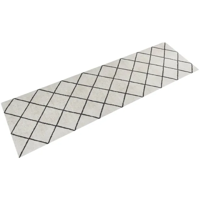 vidaXL Keukenmat wasbaar geblokt 45x150 cm fluweel grijs