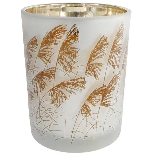 Theelicht Straw M grijs glas