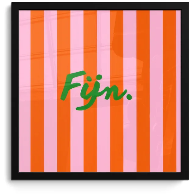 FrameYourWall Poster in lijst - Fotolijst 40x40 cm - Posters - Patroon - Oranje - Fijn - Strepen - Posterlijst zwart - Decoratie - Wanddecoratie woonkamer - Muurdecoratie slaapkamer