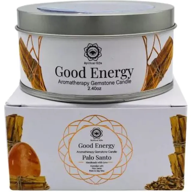 Green Tree Edelsteen - Geurkaars - Gemstone Candle - Good Energy - Carneool - Palo Santo - 70g Multicolor