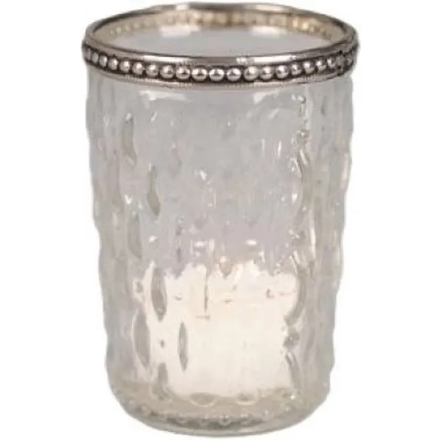 Rasteli Kaarsenhouder - glas - transparant - D7 x H10 cm - 2 stuks helder glas