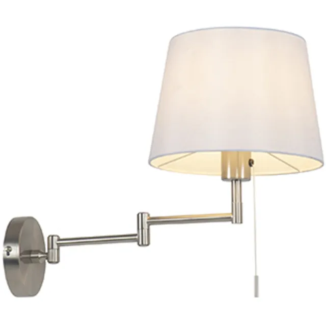 QAZQA ladas - Moderne Wandlamp met zwenkarm voor binnen - 1 lichts - L 25 cm - Staal - Woonkamer | Slaapkamer