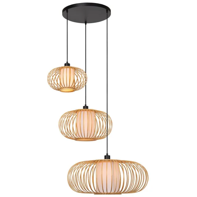 Lucide dimbare bamboe hanglamp E27 73x84,5 cm - lichte houtlook