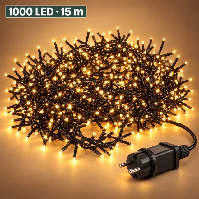 Levano Kerstverlichting Buiten - 1000 LED 15 m Extra Warm Wit - Kerstboomverlichting - Clusterverlichting - Kerstlampjes - Lichtsnoer Binnen en Buiten - Lichtslinger - Kerstlichtjes - Buitenverlichting Kerst - LED Kerstverlichting met Timer