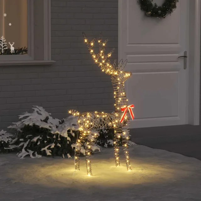 vidaXL 3D Kerst Rendier LOVIISA 140 LED's Warmwit 70 x 41 x 128 cm Bruin