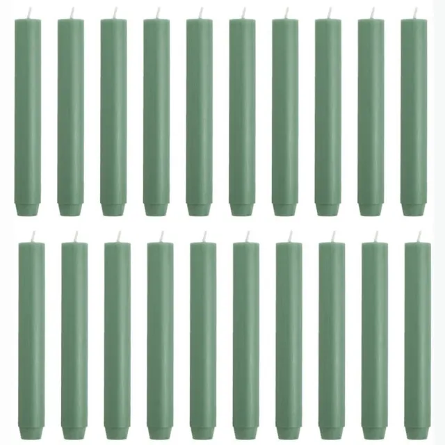 Rustik Lys chique mooie dinerkaarsen pak van 20 stuks 2.6 x 18 cm in de kleur Oliegroen