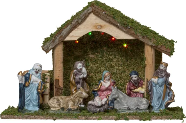 Feeric lights & Christmas Feeric Christmas Complete kerststal - L32 x B13 x H20 cm - met verlichting en beelden Multi
