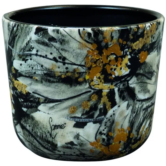 TS Collection Vaas consich Designed by Lammie - Marigold Ash - 8x7 - Metaal & Epoxy - Exclusieve woonitems voor binnen - Handgemaakt - Unieke print - Designed by Lammie