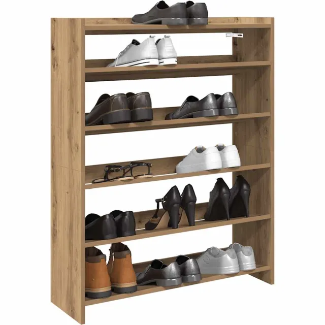 vidaXL Schoenenrek 80x25x100 cm bewerkt hout artisanaal eikenkleur Bruin