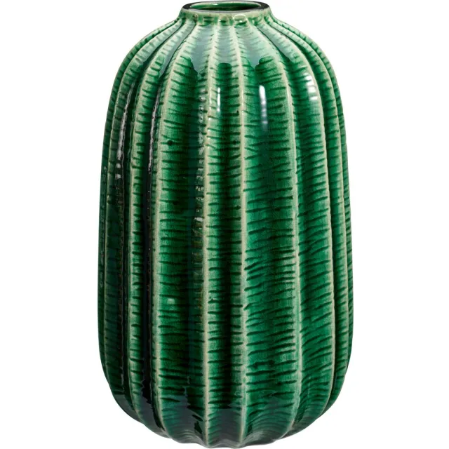 Home & Styling Bloemenvaas cactus - groen - keramiek - D17 x H30 cm - vaas cactus patroon