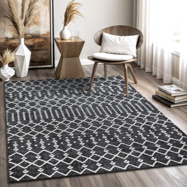 Muratap Boho Antik Laagpolig Vloerkleed Zwart/Grijs- 80x200 CM