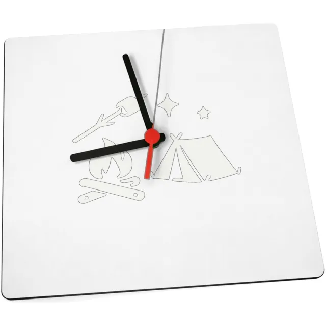 Mr Cadeautjes Klok 19 x 19 - design Minimalistische buitenhumor met een avondvuur-thema | cadeau Wit