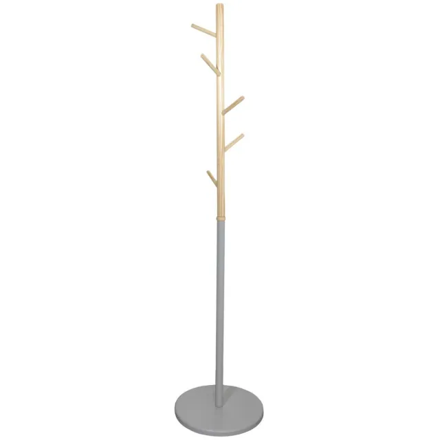HOME DECO FACTORY Kapstok - grijs - metaal/hout - 6 haken - 180 cm - staand