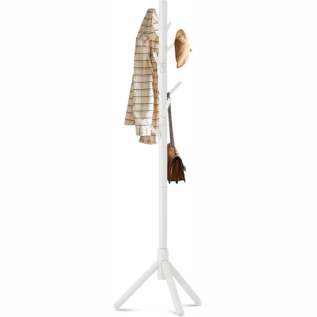 Bayt Kapstok - Staande kapstok - Kapstok Hout - Kapstok Staand - Garderoberek - 8 Haken - 175 cm - Wit